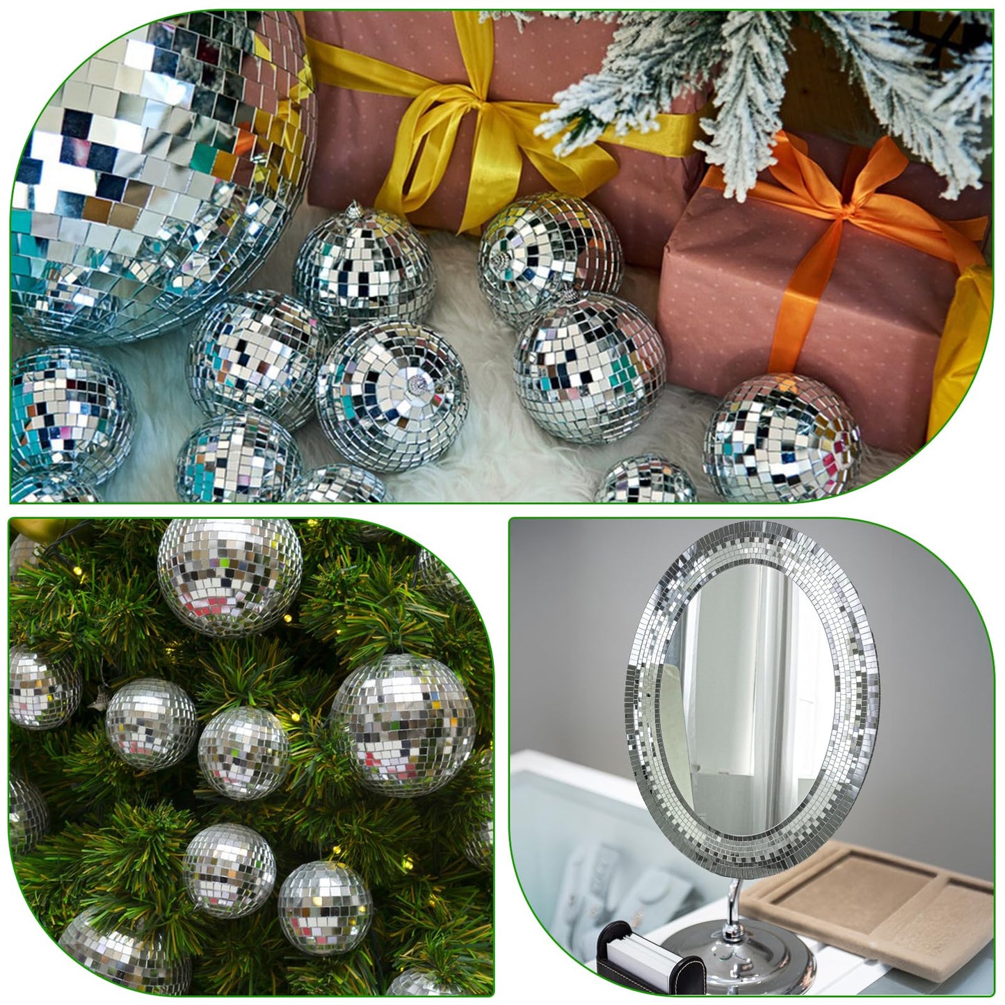 16000 Pcs Disco Ball Mirror Tiles, 10 Rolls Self-Adhesive Mirror Stickers, 5x5mm Real Glass Mini Square Mosaic Tiles for DIY Crafts, Home Decor, Party Decoration