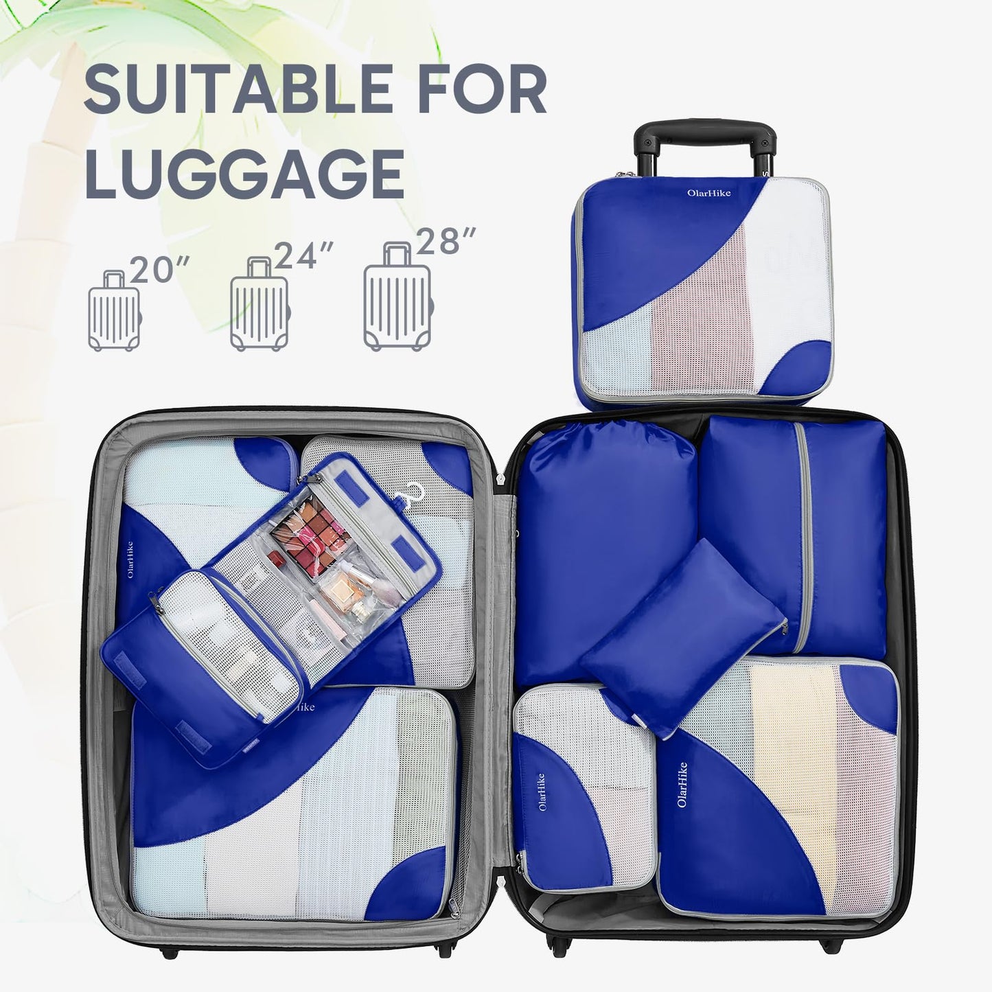 ALL INCLUDED 10 Set Durable Packing Cubes for Suitcases,OlarHike Essentials for Travel, UPGRADED Anti-Tear Stitching, NEW Improved Luggage Packing Organizers for Travel Accessories (Klein Blue)