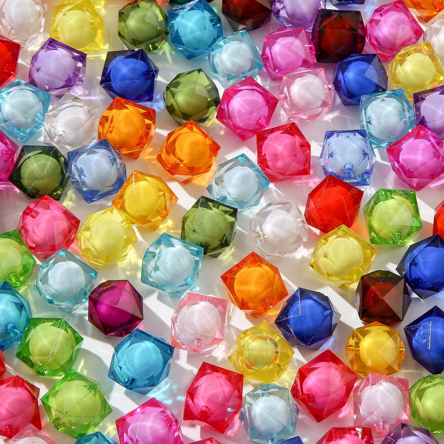 ANCADN 20mm Acrylic Beads 100pcs Cube Bead Chunky Bubblegum Beads for Jewelry Making Bracelet Necklace Craft Making Supplies (fkzzz)