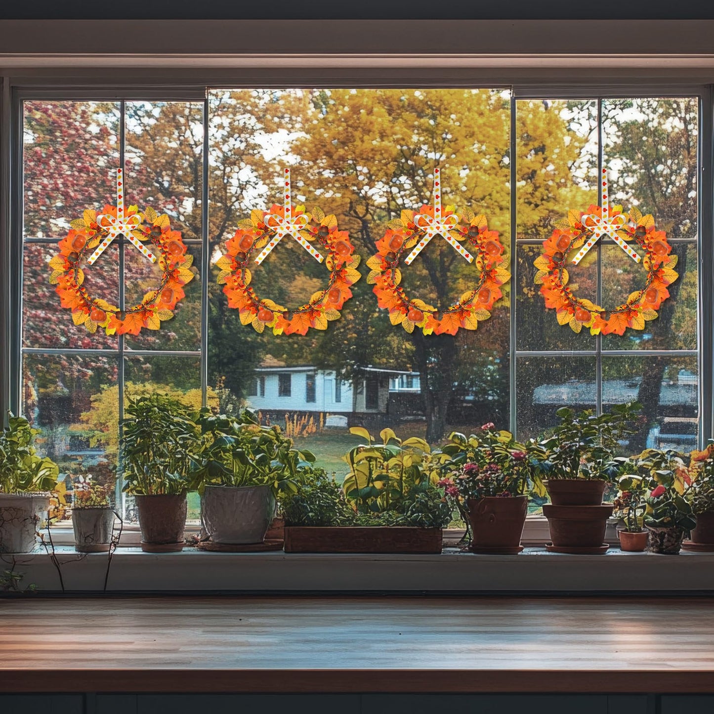 Cinrobiye 178 PCS Mini Fall Wreath Decorations Kits DIY Thanksgiving Maple Leaf Wreath for Front Door Autumn Candle Rings Wreaths Crafts for Garden Indoor Art Wall Hanging Wedding Table Home Decors