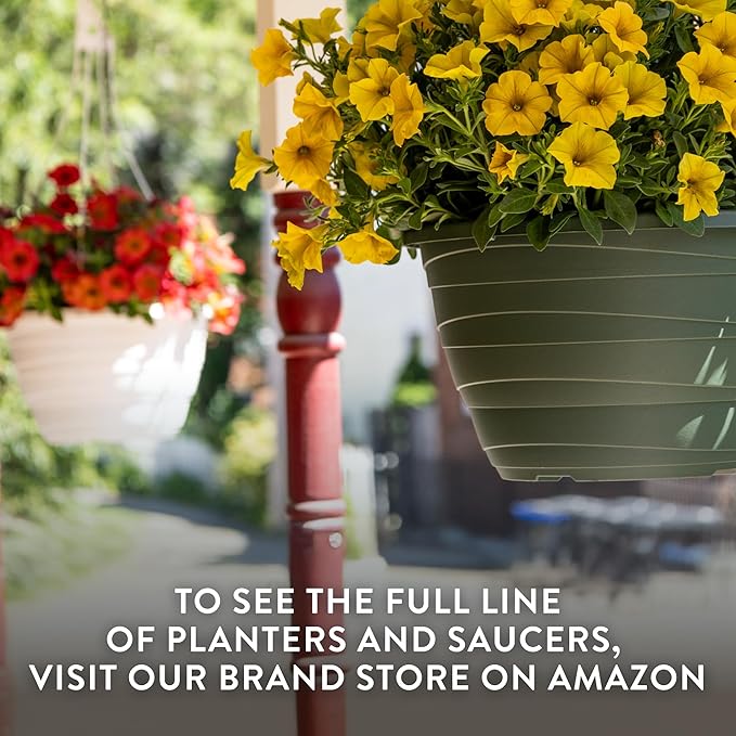 The HC Companies 13 Inch Wrapt Hanging Planters, Lightweight UV-Resistant Plastic Hanging Planters for Indoor & Outdoor Plants, 2-Pack Hanging Flower Pots for Garden, Patio & Home Decor, Black