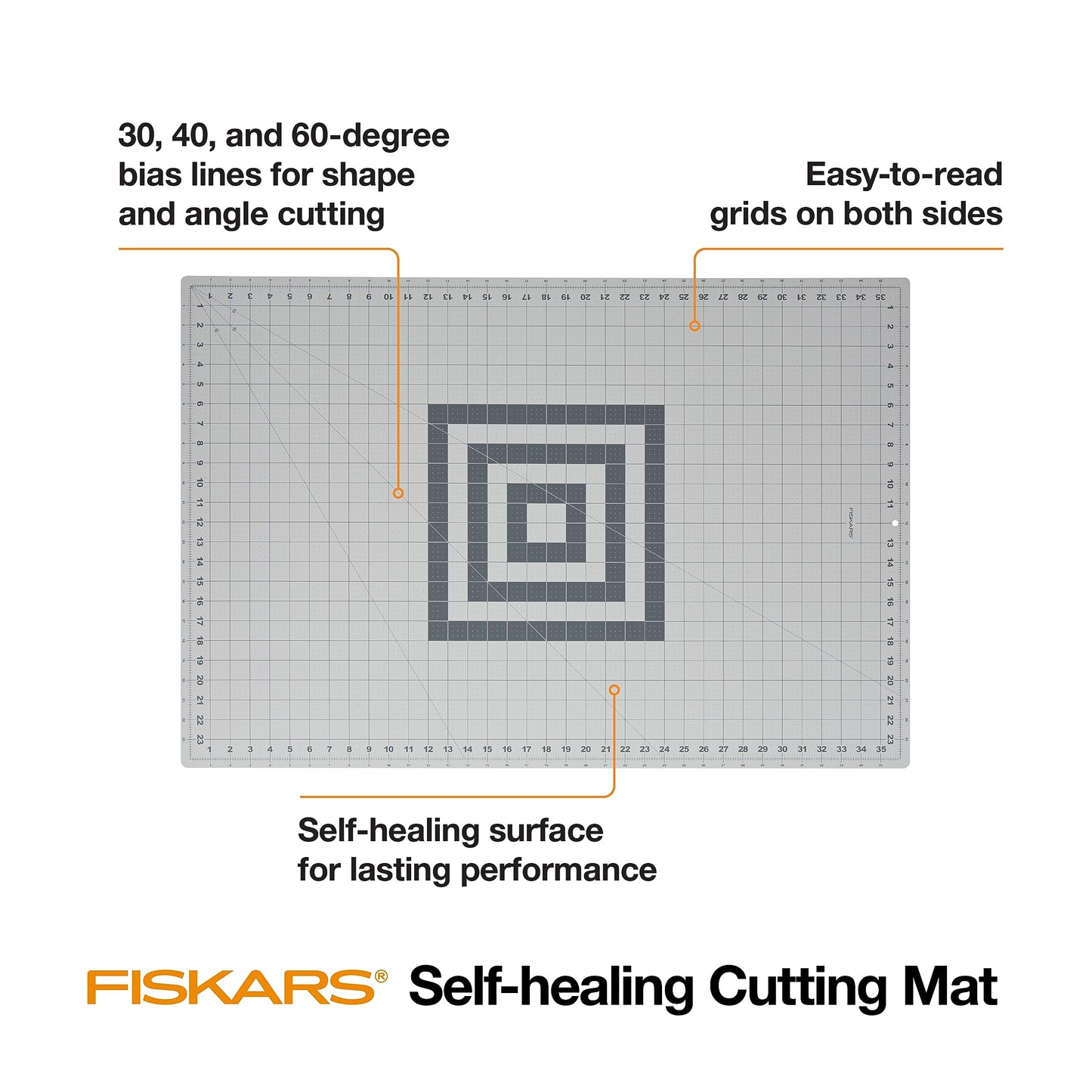 Fiskars Self Healing Cutting Mat for Quilting, Arts and Crafts, 24" x 36" Grid, Sewing Mat, Craft Cutting Board, Sewing Supplies and Quilting Tools (Pack of 3)