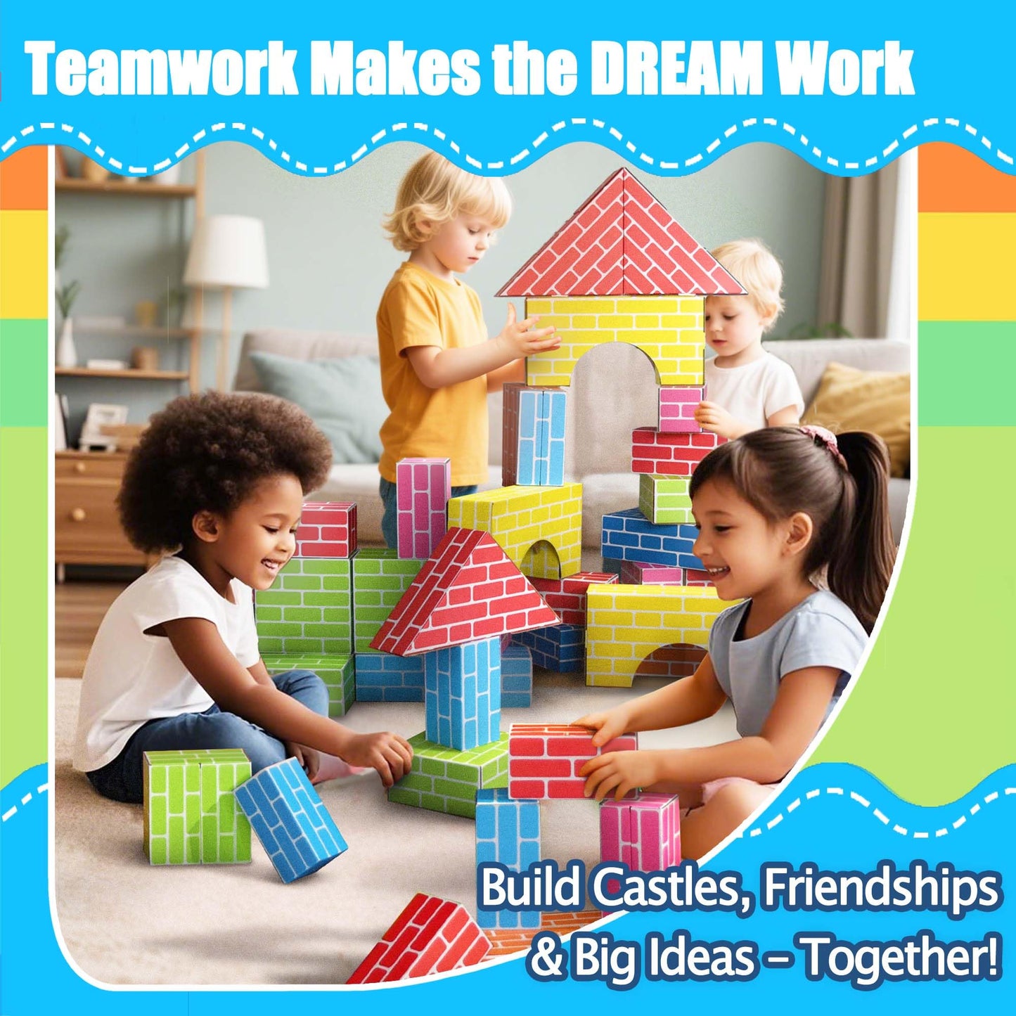 Cartboatoy 48-Pack Cardboard Building Blocks for Kids: 26/36/48 Jumbo Gifts Heavy Duty Develop Creative Thinking Spatial Reasoning Easy to Assemble