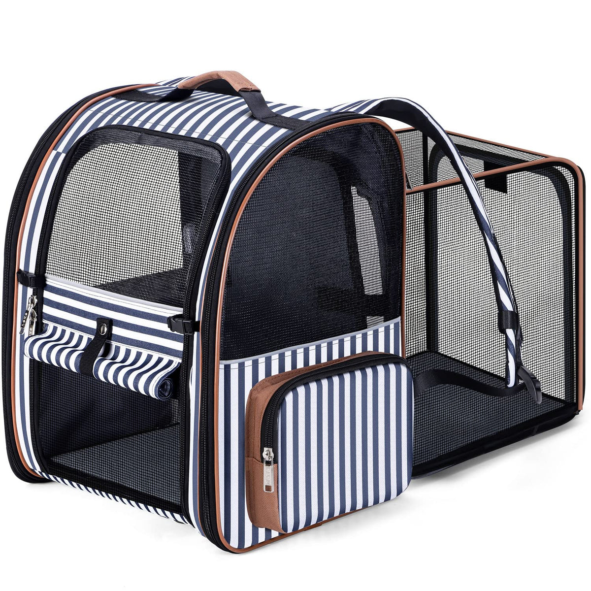 Lekebobor Large Cat Backpack Carrier Expandable Pet Carrier Backpack for Small Dogs Medium Cats Fit Up to 18 Lbs, Dog Backpack Carrier, Foldable Puppy Backpack Carrier for Travel, Black