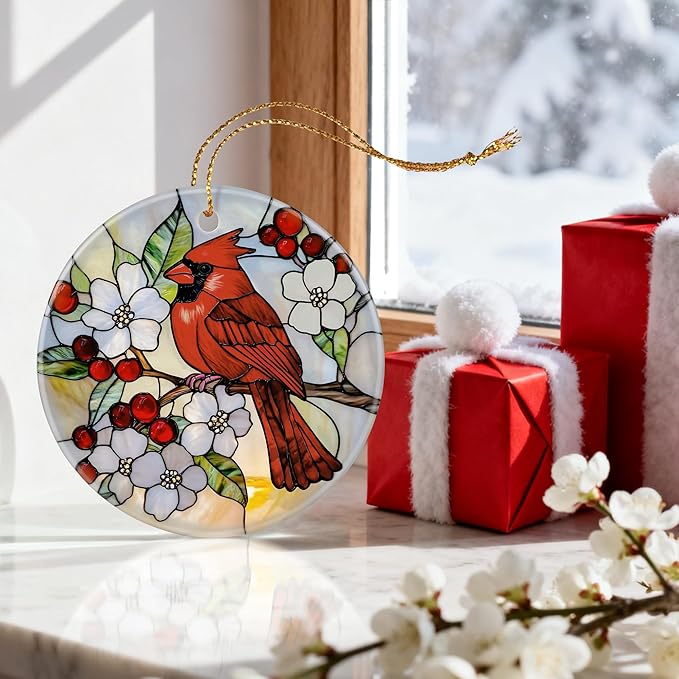 Red Cardinal Ornament | Christmas Ornaments, Christmas Decorations, Hanging Ornaments for Tree, Red Bird Decor Gift | Cardinal Memorial Gifts, Bird Lover Gifts | Gift Exchange Ideas
