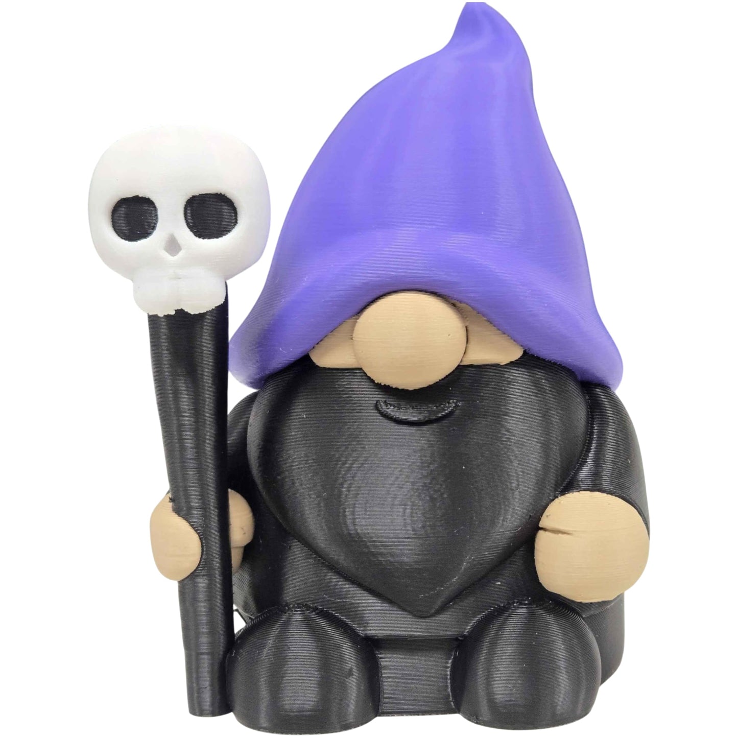 Necromancer Gnome Collectible Figurine - Detailed Gothic Desk Decor with Skull Staff for Unique Gift and Display - 3D Printed in Canada