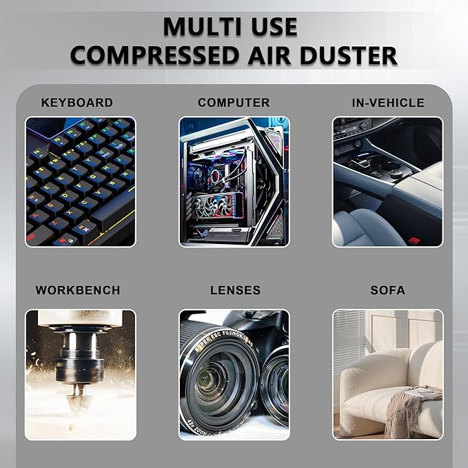 SDFM Compressed Air Duster - Electric Air Duster with Built in Brushless Motor,130,000RPM, 3-Speed Adjustable Air Blower - Suitable for Keyboard, Computer, car, and Home Cleaning (X3) (Max-Black)