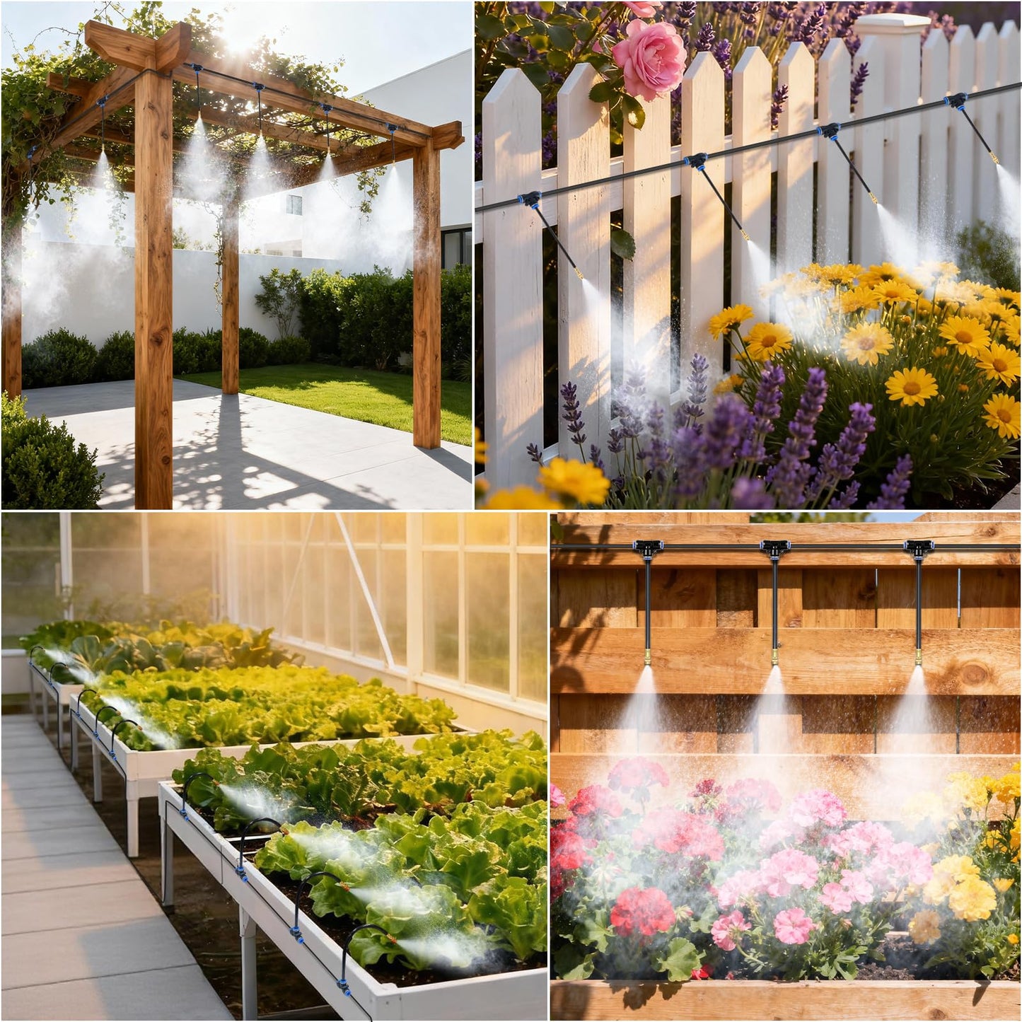 Thiswing 200FT 360° Adjustable Irrigation System for Garden – 1/4" Tubing with 36 Nozzles, Watering Misting System, Sprinkler for Garden, Raised Bed, Lawn, Plants
