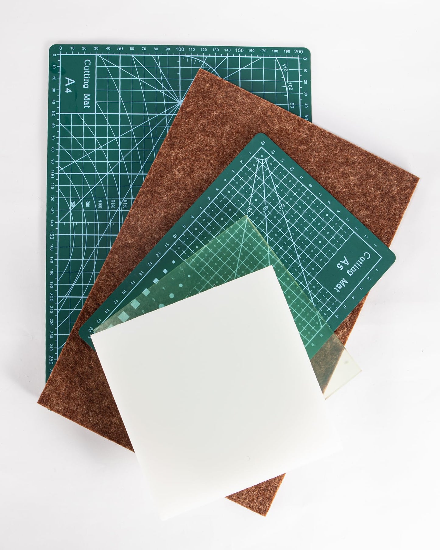 5 Pcs Leather Punch Pads Set, A4+A5 Self Healing Cutting Mats, 15x15cm Rubber And PP Punching Pads, Brown Sound Absorbing Pad, DIY Craft Tools for Leatherworking, Sewing, Quilting