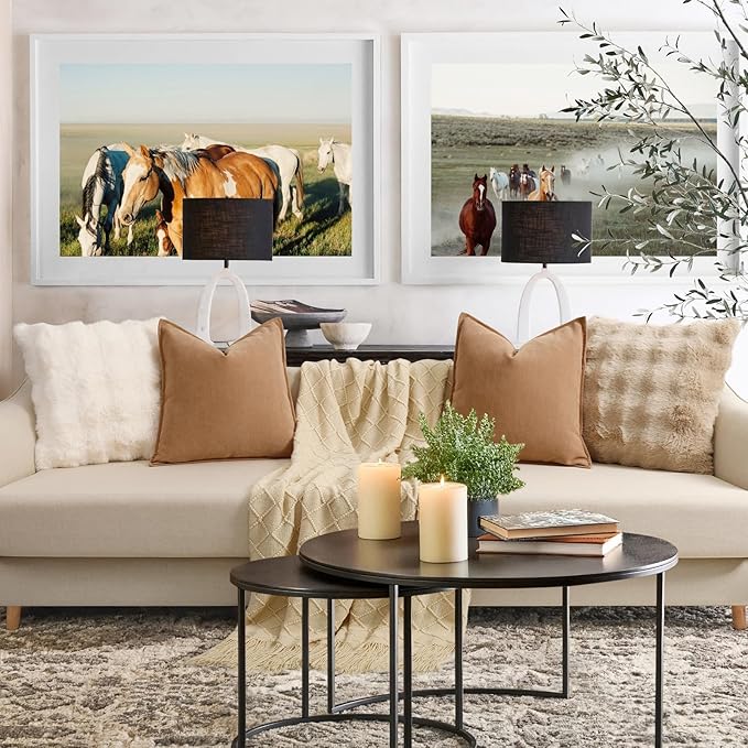 ZWJD Camel Pillow Covers 26x26 Set of 2 Chenille Throw Pillow Covers with Elegant Design Soft and Luxurious Decorative Throw Pillows for Couch, Bed, and Home Decor