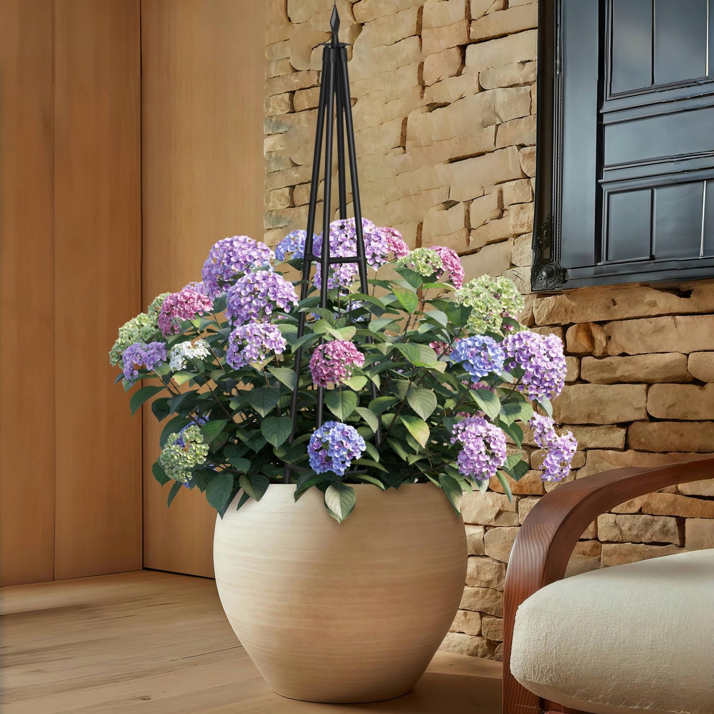 Hsundries 4FT Obelisk Trellis for Climbing Plants Outdoor, 16mm Rust-Proof Extra Thickened Plastic-Coated Metal Pipes, Indoor Climbing Support for Potted Plants, Vines, Flowers Stands,Black