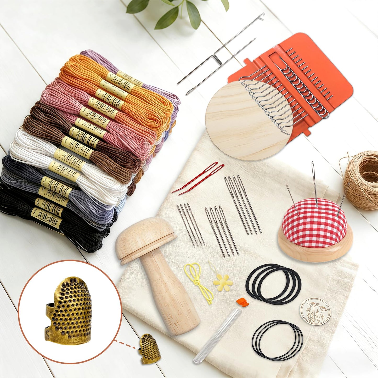 Esoes Speedweve Darning Mini Loom Kits with 50 Color Threads, Sock Darning Mushroom Egg, Complete Darning Kit for Beginners Quickly Mending Jeans Socks, DIY Knit Patch Repair Clothes Tool