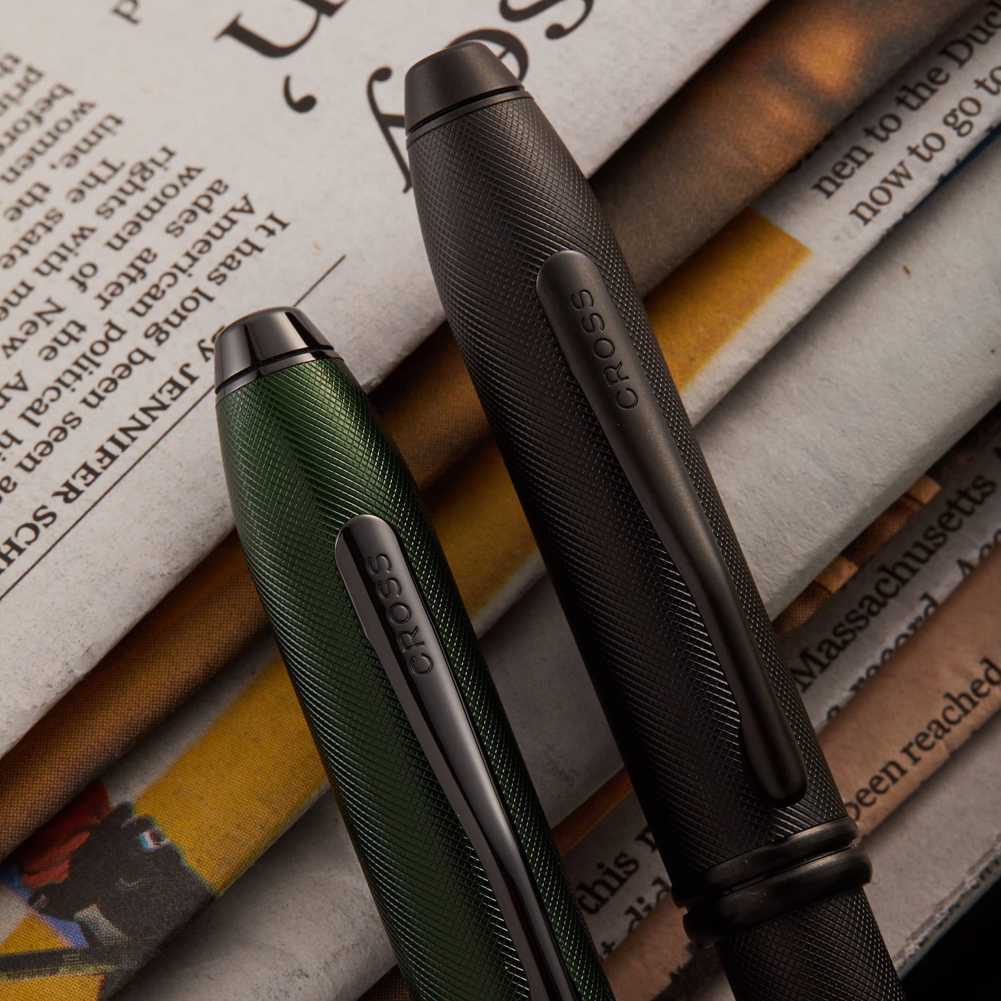 Cross Townsend Matte Green PVD Micro-knurl Ballpoint Pen, Black Ink - Elegant Pen, Black Ink for Effortless Writing - Consistent, Smooth Writing - Large Nib - Long-Lasting - Includes Gift Box