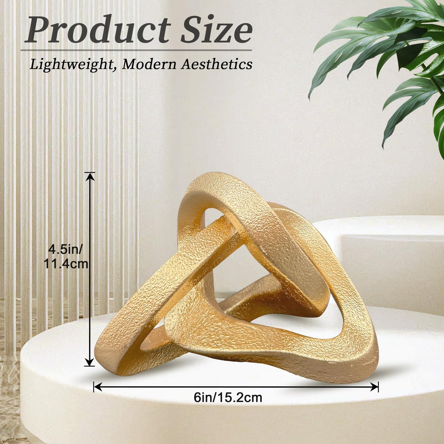 MOYI Gold Knot Statue for Christmas Decor Gold Tabletop Home Decor, Modern Geometric Sculptures Accent Decor for Living Room Bedroom Office Coffee Table Bookshelf Mantle Decorations Gifts