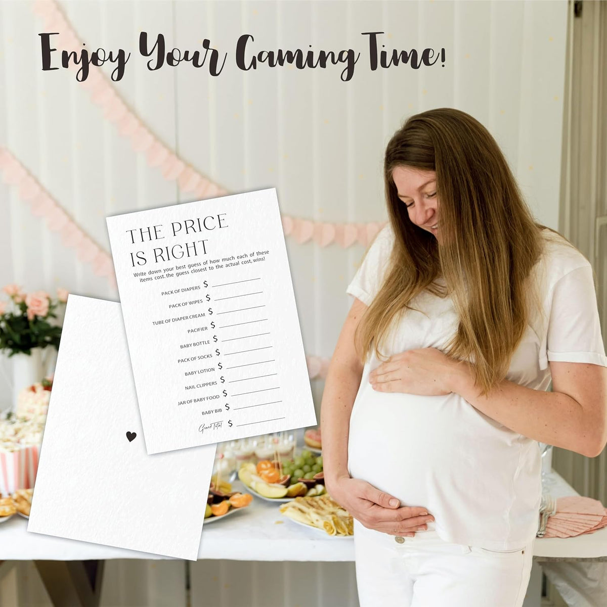 30 The Price Is Right Game Cards For Baby Shower Game & Activity - Minimalism Double-Sided Fill In Style Game Cards, Gender Neutral,Baby Shower Party Favors & Decorations -C09