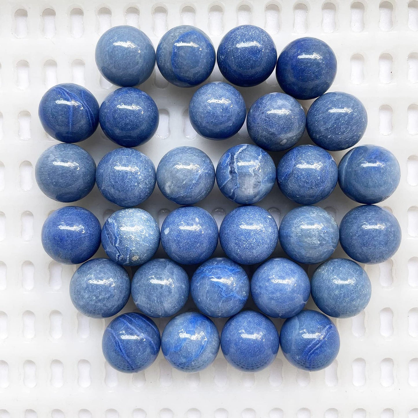 Fekuar 5 Pcs Blue Aventurine Crystal Sphere Ball Set, Polished Healing Energy Mineral Gemstone Balls for Reiki Chakra Decoration Fengshui 20mm