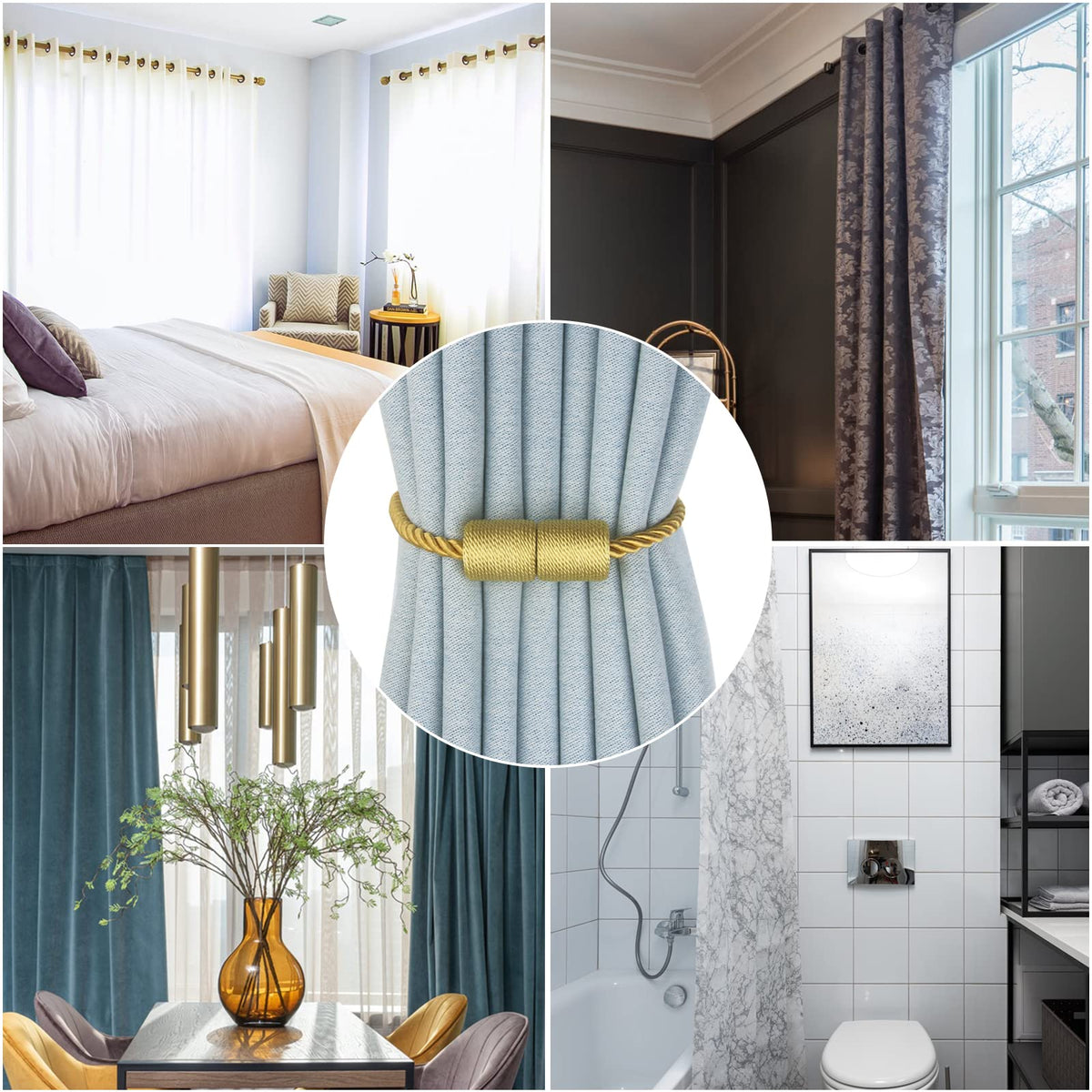 Magnetic Curtain Tiebacks Decorative Holdbacks Rope Tie Back Drapes Hangtty