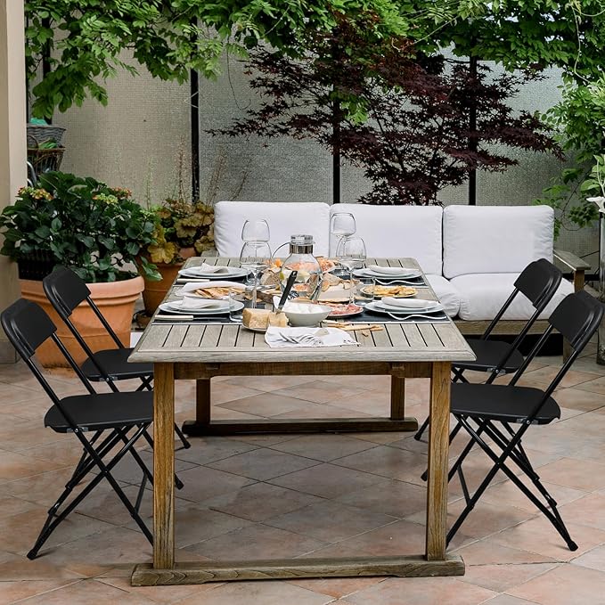 10 Pack Black Plastic Folding Chairs, Portable Party Chairs, Stackable Commercial Seats with Steel Frame for Home Office Wedding Party Indoor Outdoor Events Chairs, 350lbs Capacity