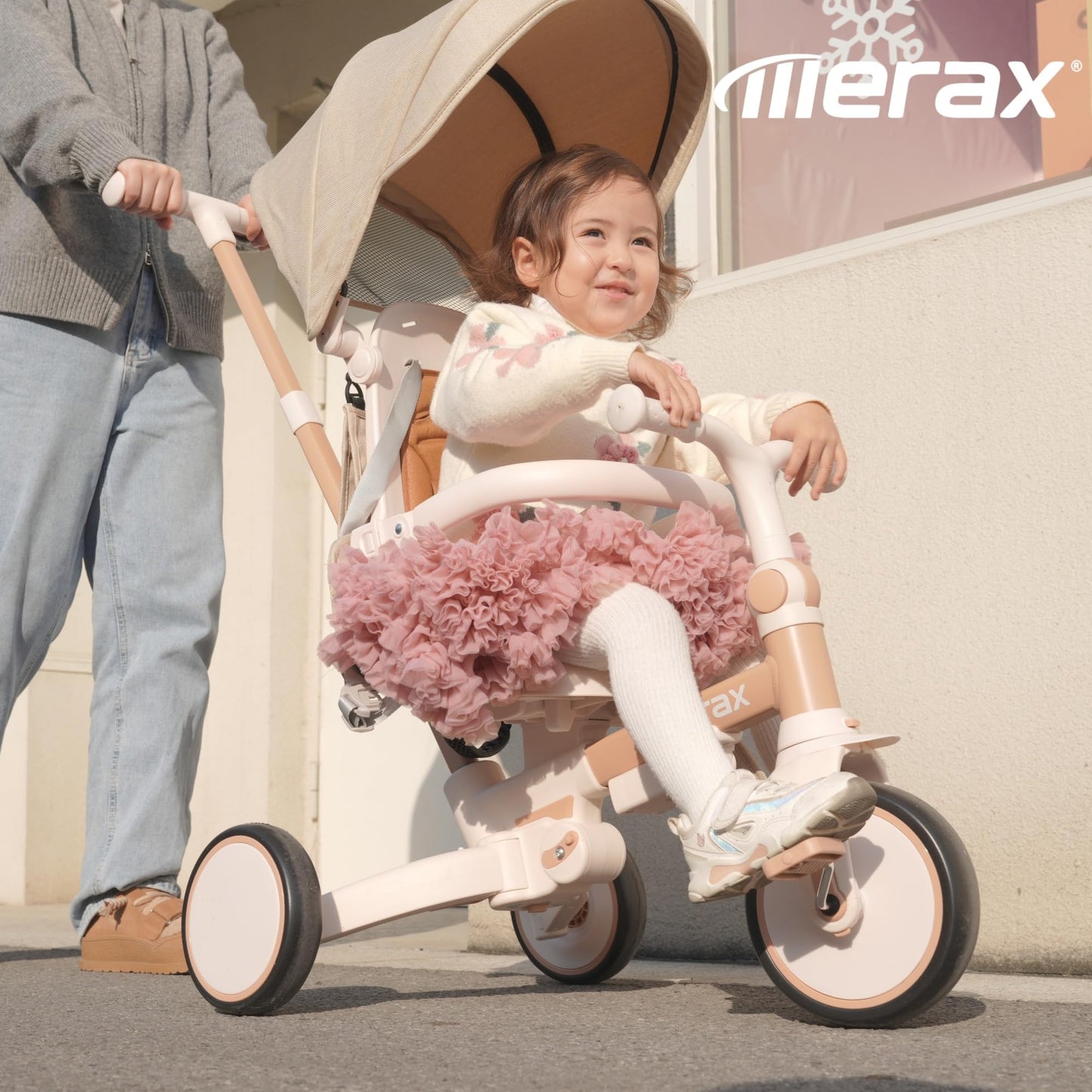 Merax 7-in-1 Toddler Trike Collapsible Frame Kid Rider Tricycle with Removable Pedal Ages 1Y-6Y