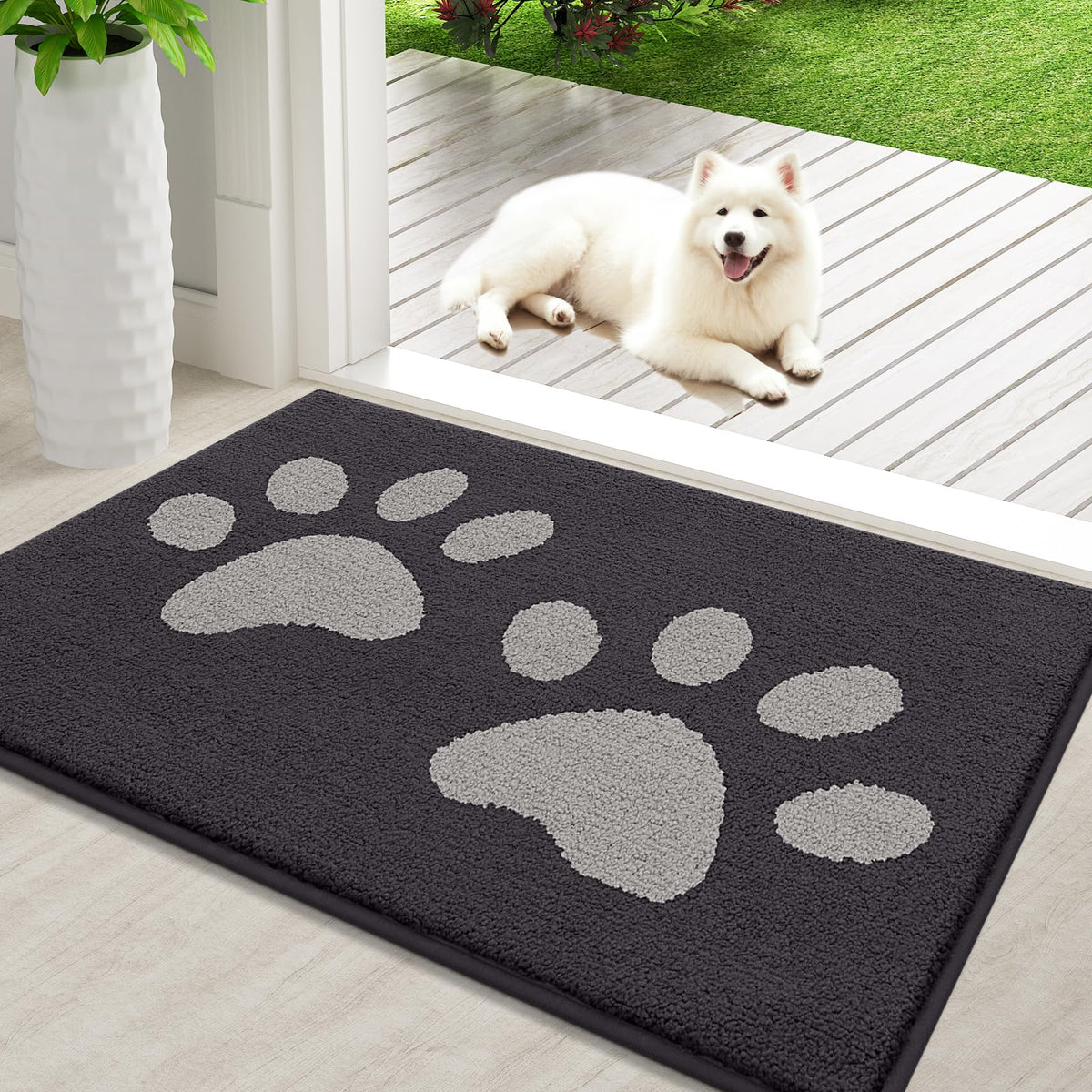 Buganda Dog Door Mat for Muddy Paws 36x24, Absorbent Doormat for Inside