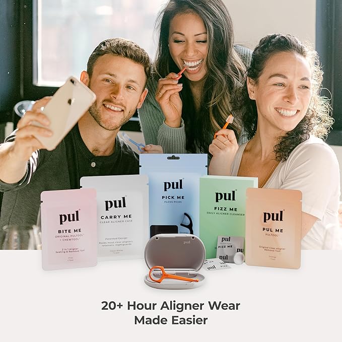 Clear Aligner and Retainer Case by PUL | Also Compatible with Mouthguards, Nightguards, Dentures, Floss Picks, Pul Tools, and Cleaning Tablets | Slim and Lightweight | Secure Magnetic Closure (Gray)