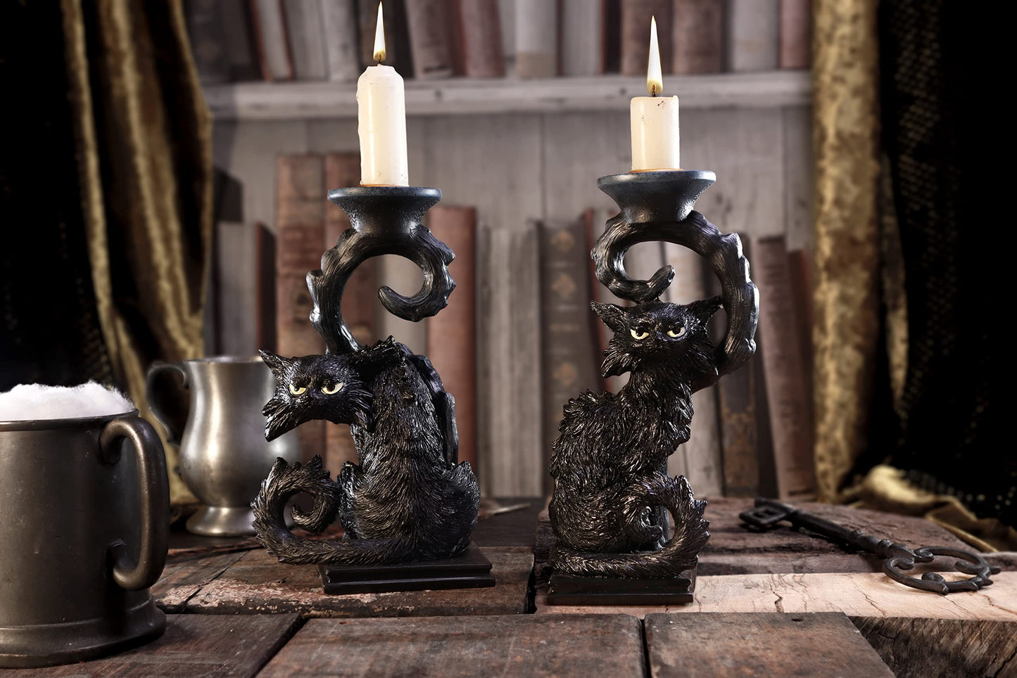 Nemesis Now Salem Black Cat Candlestick Holder, 20cm