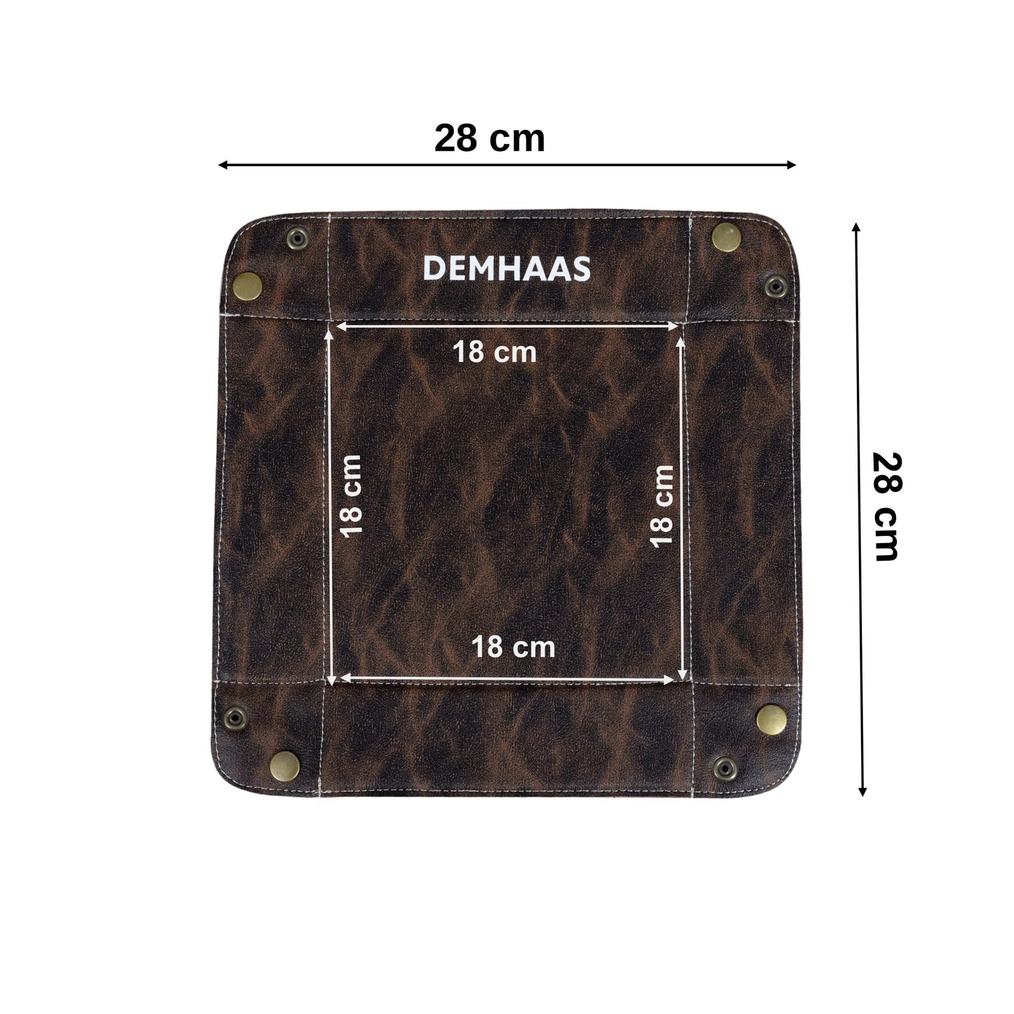 DEMHAAS Valet Tray Organizer – Foldable Jewelry & Catchall Tray for Keys, Phone & Wallet – Double-Sided Faux Leather with Rubber Padding – Desk & Nightstand Organizer (Espresso Brown)
