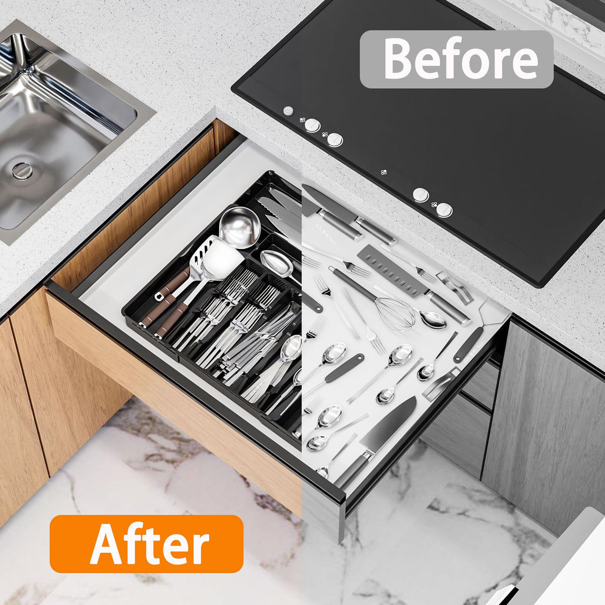 BPA Free Expandable Utensil Drawer Organizer