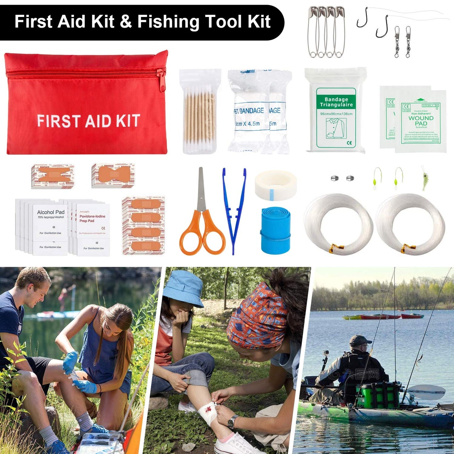 Survival Kit, 151 Pcs First Aid Kit Survival Gear and Supplies Emergency Kit with Bug Out Bag Tactical Military Grade Molle IFAK for Camping, Earthquake, Hiking, Hunting, Gifts for Men Dad (Black)