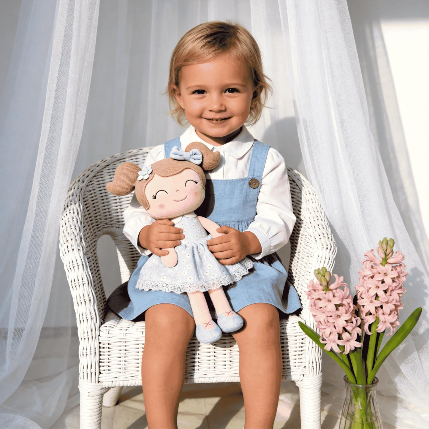 Gloveleya Baby Doll Girl Gifts Cloth Dolls Plush Toy Light Blue