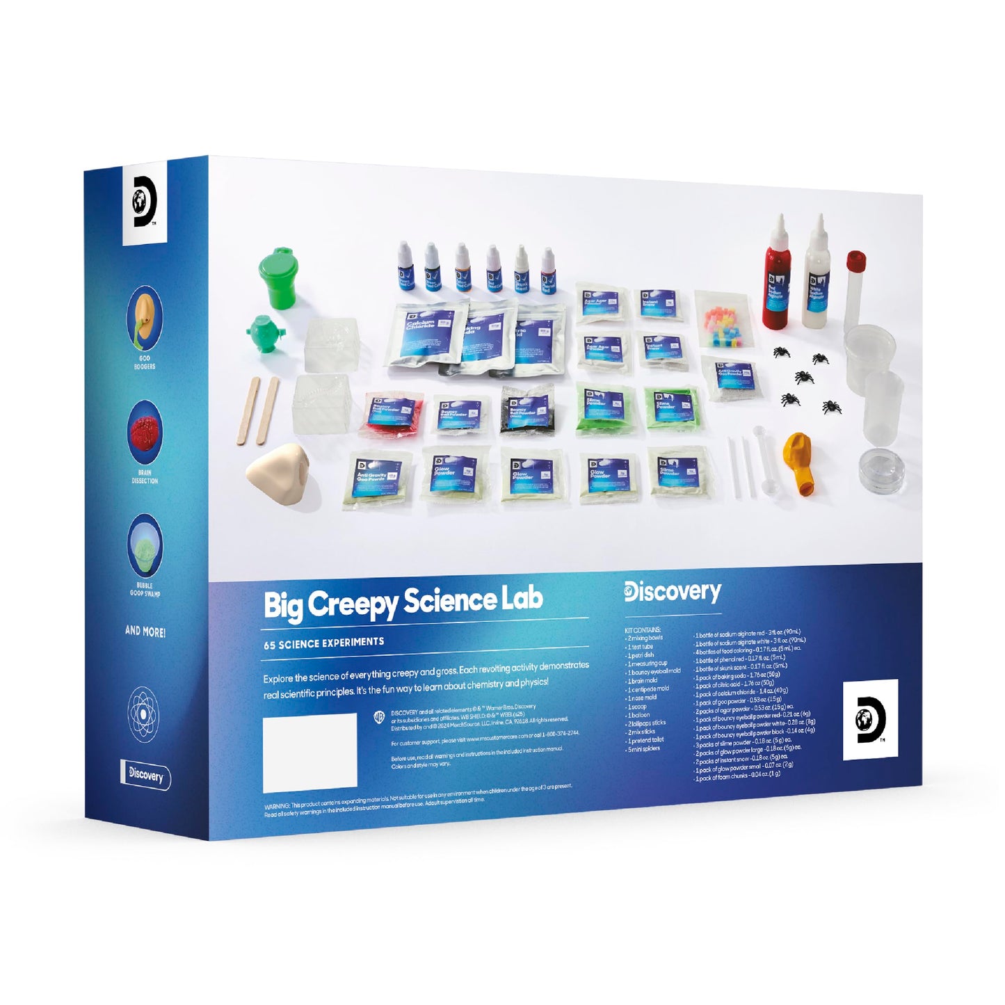 Discovery™ Big Creepy Science Lab – 65 Experiments STEM Kit for Kids| Slime, Reactions, Crystals & Gross Science| Educational Learning Project Activity Set| Chemistry & Physics Toy Gift| Ages 8+