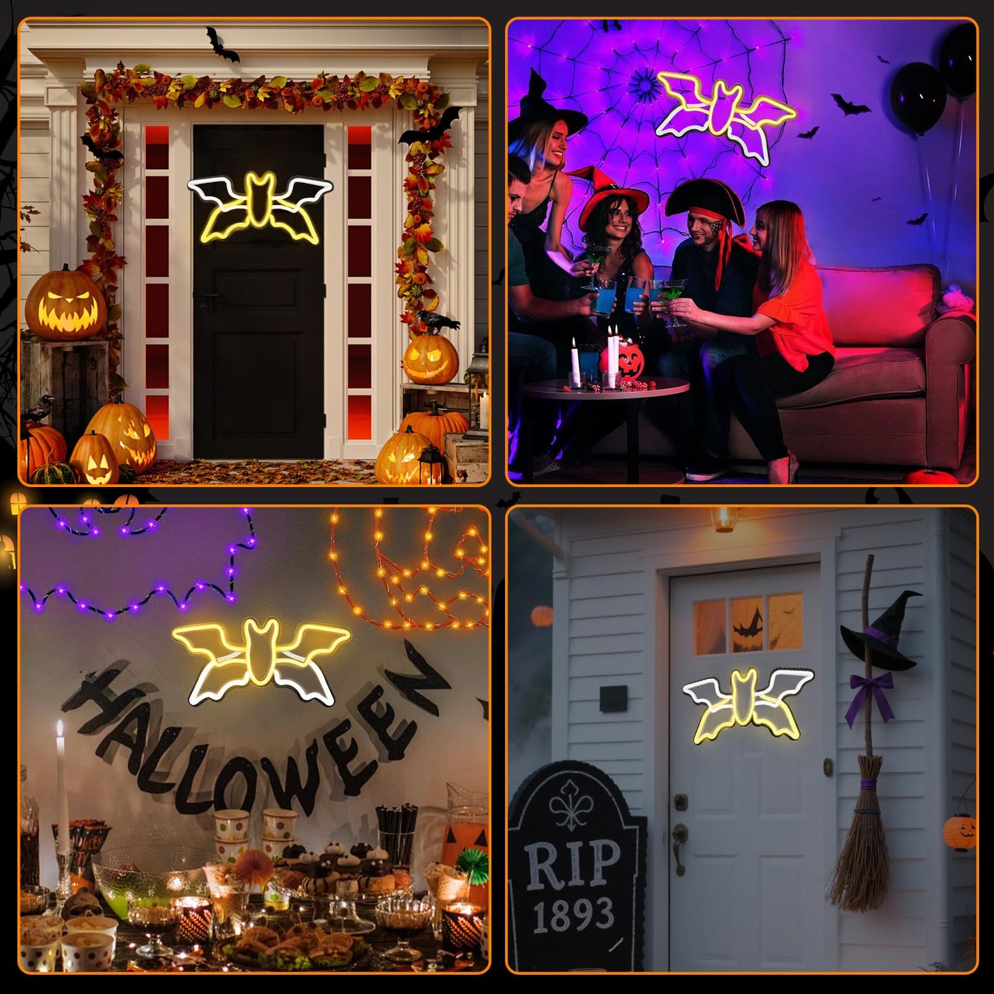 Halloween Neon Sign,Halloween Flying Bat Neon Light Sign with Adjustable Speed,for Wall Decor Bedroom Home Decor Bar halloween LED Decoration Light
