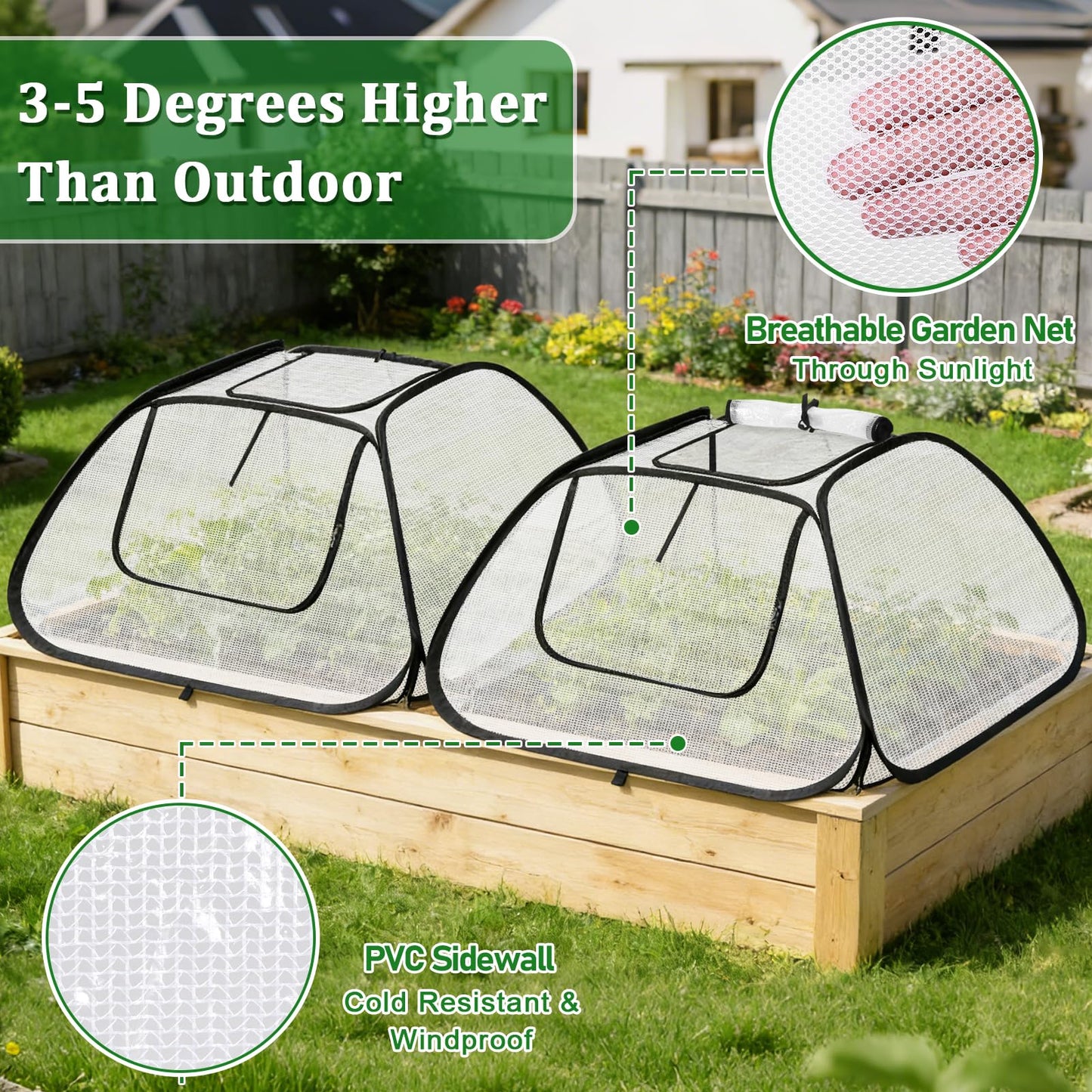2 Pack Garden Covers for 6x3ft Raised Beds - Garden Row Plants Cover Accelerator, Freeze Protection Greenhouse Cover for Raised Garden Beds Protecting Seedlings Fruits Vegetable Rows