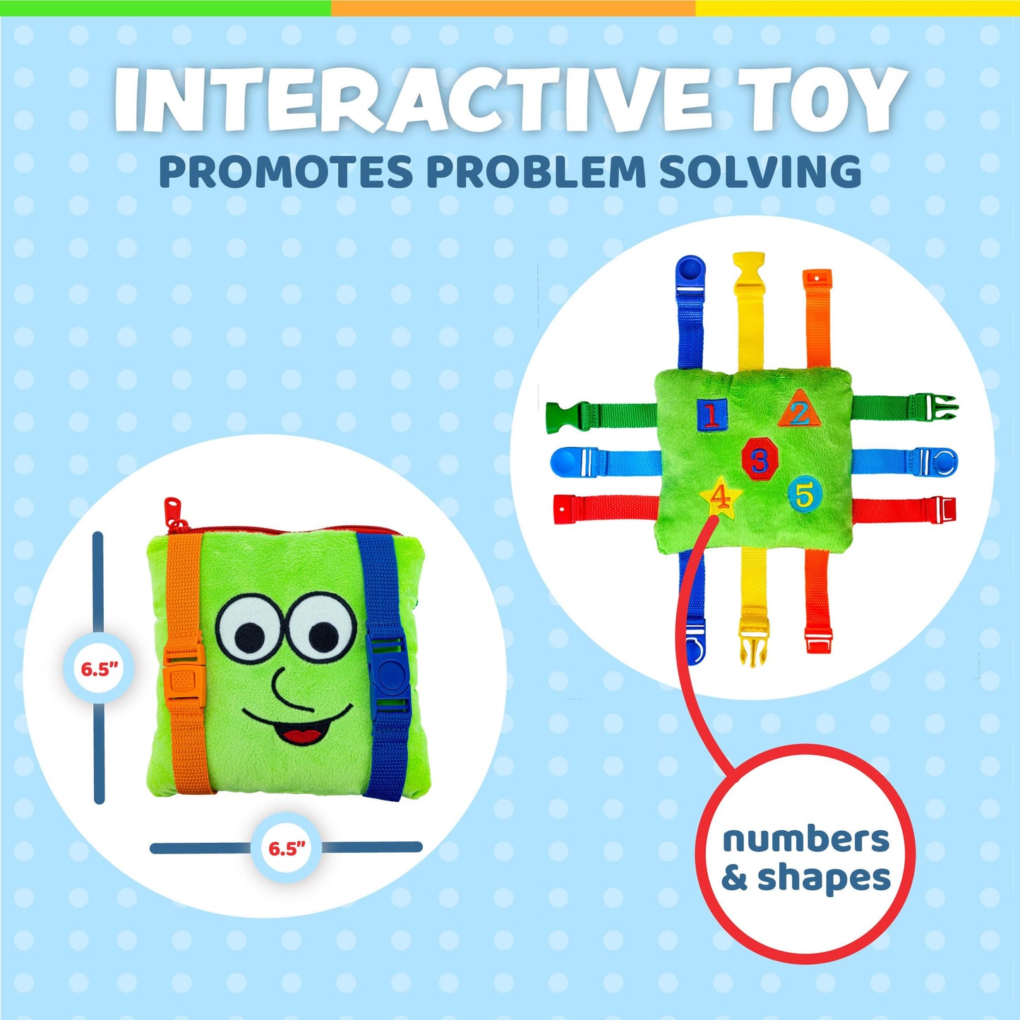 Buckle Toys - Buster Square - Learning Activity Toy - Develop Fine Motor Skills and Problem Solving - Easy Travel Toy - Educational Classroom Must Have