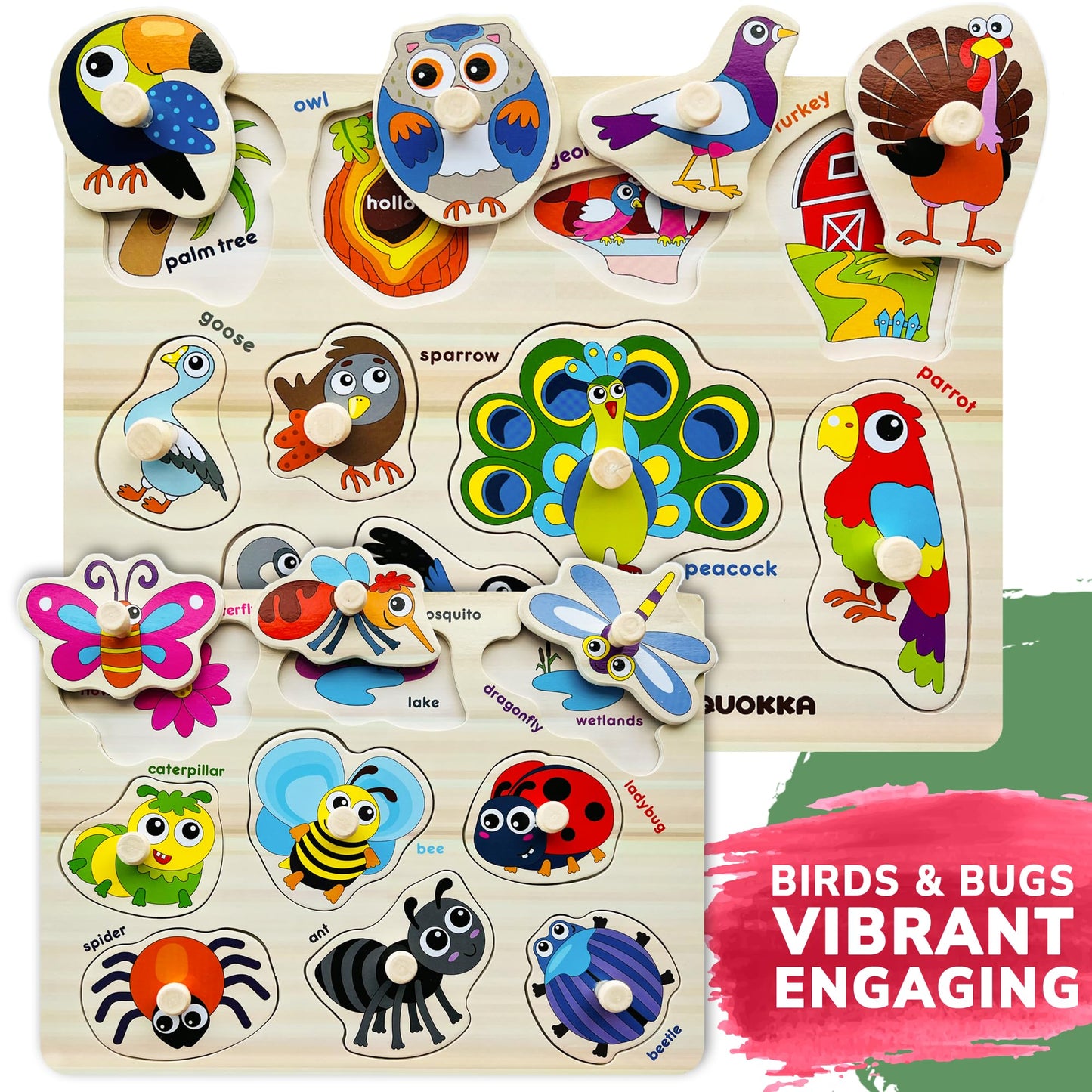 QUOKKA Wooden Blocks & Puzzles for Toddlers