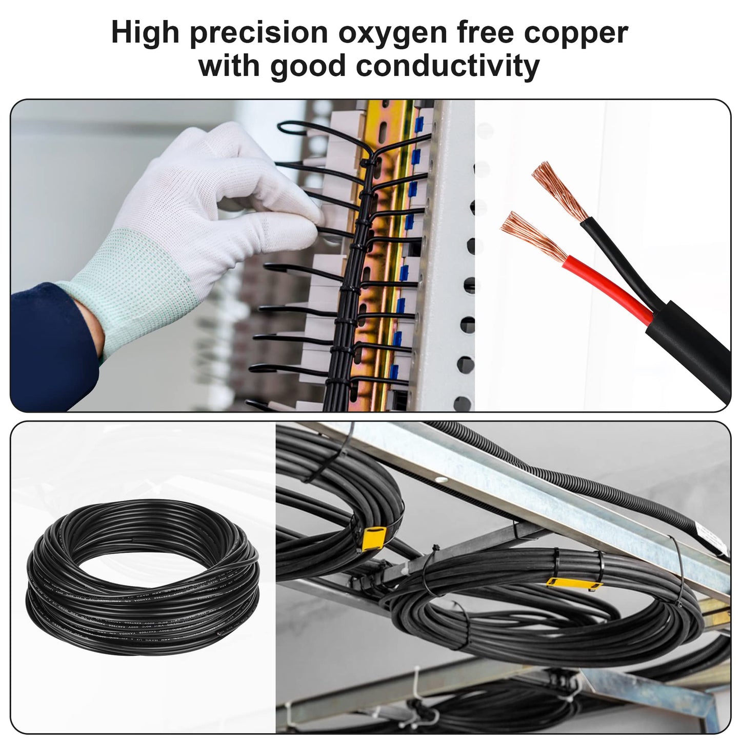 14 Gauge Wire 2 Conductor 14 AWG Electrical Wire Stranded PVC Cord Oxygen-Free Copper Cable 100FT Pure Copper Flexible Cable Wire Cord for LED Lamp Lighting Strips Automotive…