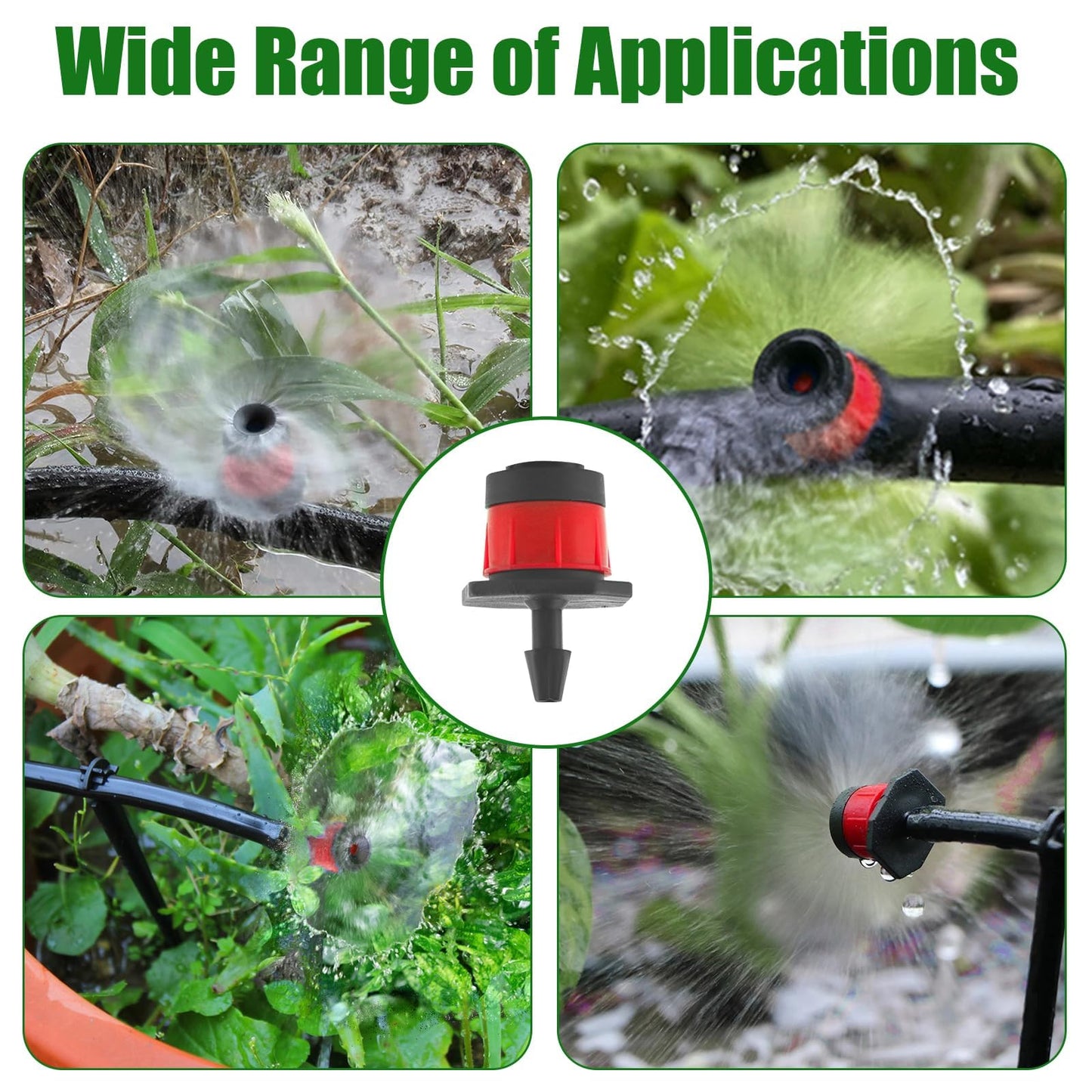 200P 1/4 Inch Adjustable Irrigation Drippers Sprinklers Kalolary Drip Irrigation Emitters for 4/7mm Tube, Adjustable 360 Degree Water Flow Sprayer Sprinklers Drip System Parts for Lawn Yard (Red)