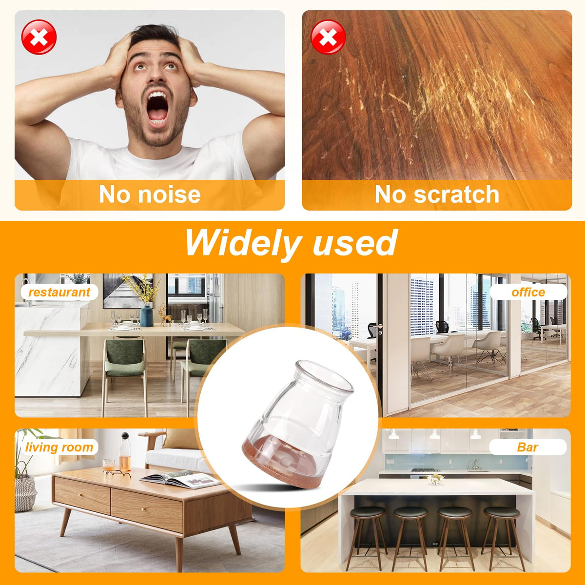 16 Pack Extra Small Chair Leg Floor Protectors for Hardwood Floors (16 Count)