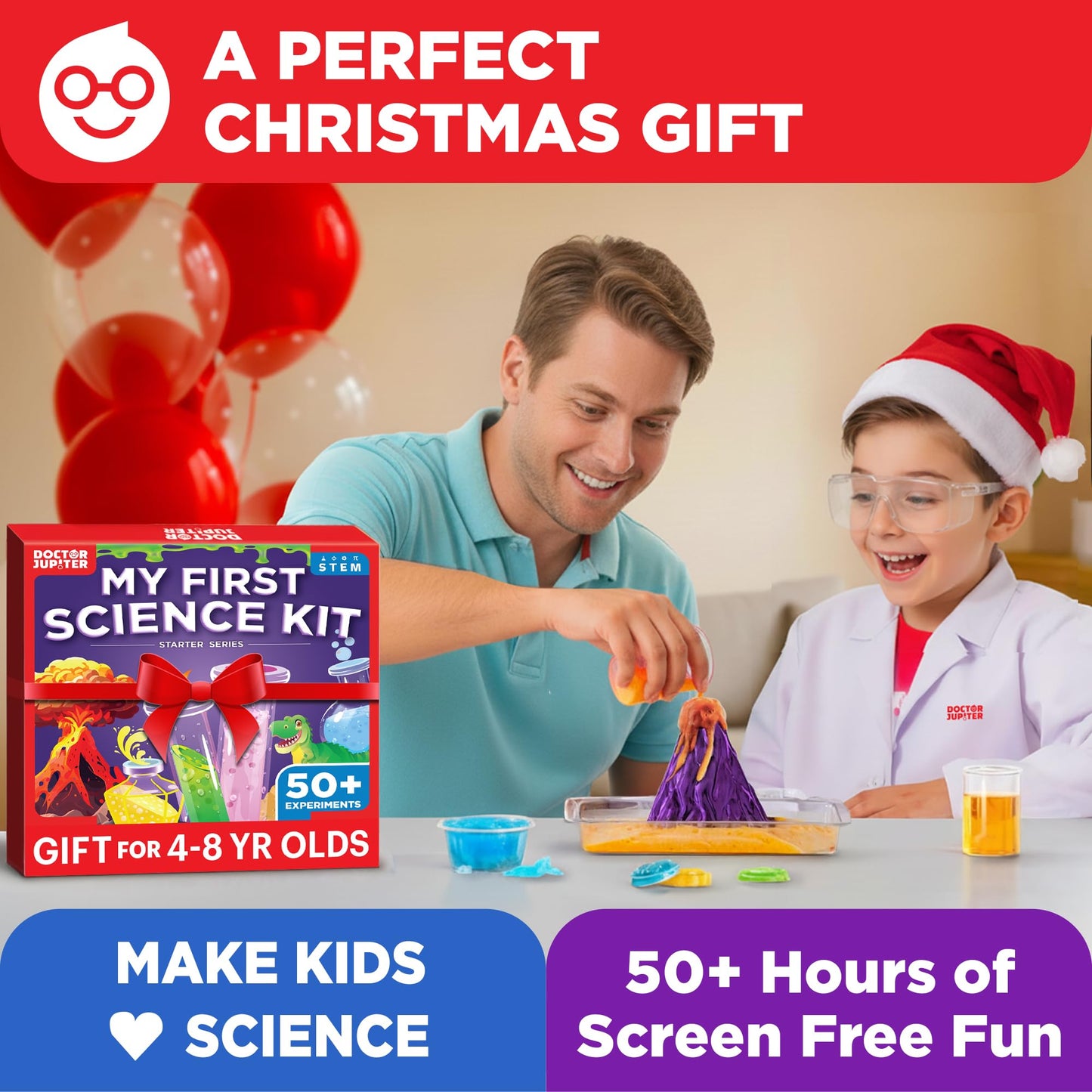 Doctor Jupiter My First Science Kit for Kids Ages 4-5-6-7-8 | Birthday Gift Ideas for 4+ Year Old Boys & Girls | Toy Stem Kit with 50+ Experiments | Learning & Educational Projects
