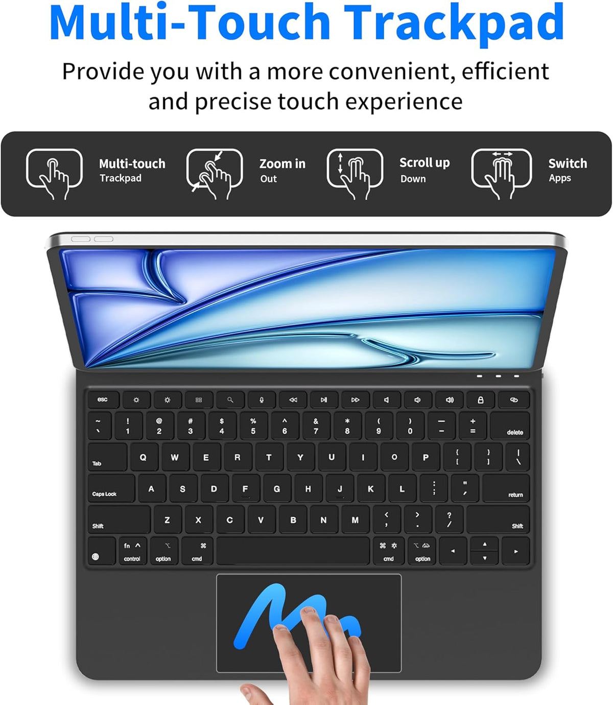 Keyboard Case for iPad Air 13 Inch (M3 2025/M2 2024),iPad Pro 12.9 inch (3/4/5/6th Gen)–Magic-Style Magnetic Keyboard Case with 7 Color Backlight,Multi-Touch Trackpad,Floating Cantilever Stand