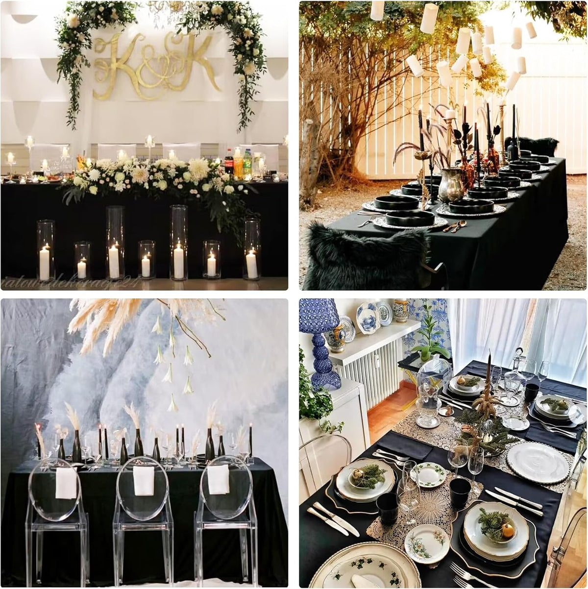 3 Pack Rectangle Black Table Cloth Bulk Washable Polyester Table Cover for Wedding Dining Table Buffet Parties Banquet Decoration(60x102Inch, Black)