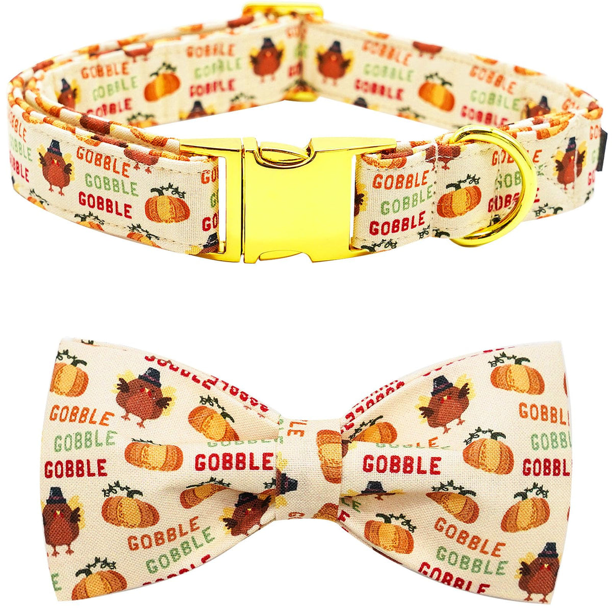 Bobo Rainbow Football & Flower Print Dog Collar with Bow for Small Dogs