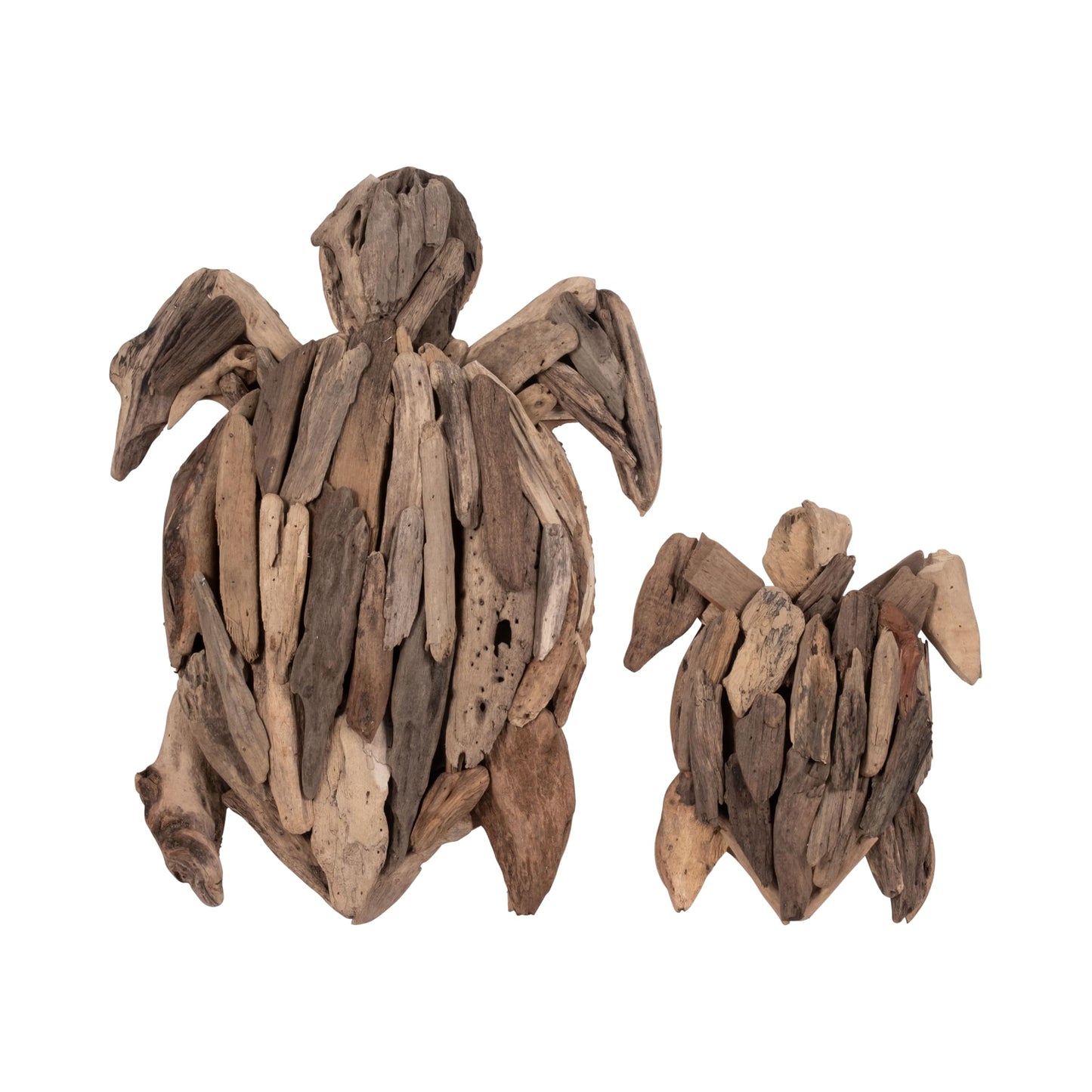 Wooden Driftwood Turtle Sculpture – Relaxed Coastal Room Decor Accent, Living Room or Patio Wall Display, Organic Texture and Artful Home Decor Silhouette – 16"x 22"x 3", Brown
