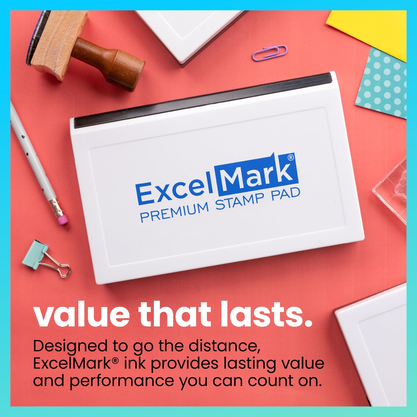 ExcelMark Rubber Stamp Ink Pad Extra Large 3-7/8" x 7" (Blue)