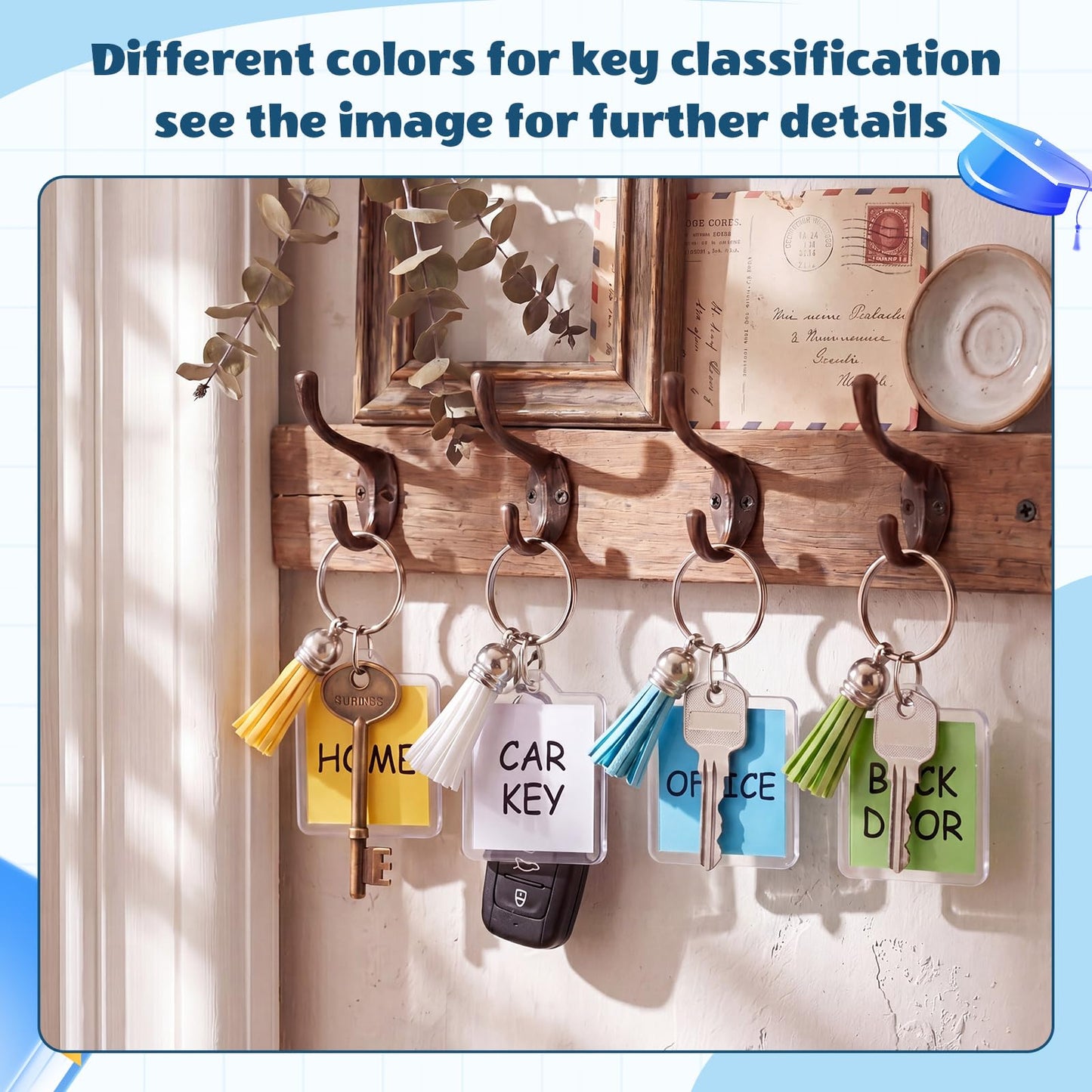Yaomiao 120 Set Acrylic Photo Keychain with Tassel Clear Blank Custom Keychain Frame Holder Insert Picture Keyring Making Kit (Square)
