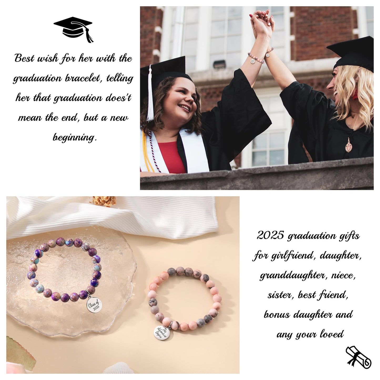 Sistble 2026 Graduation Gifts, Graduation Bracelets Class of 2026 Daughter Gifts Bead Bracelet College 5th 8th Grade High School Inspirational Gifts for Women Jewelry