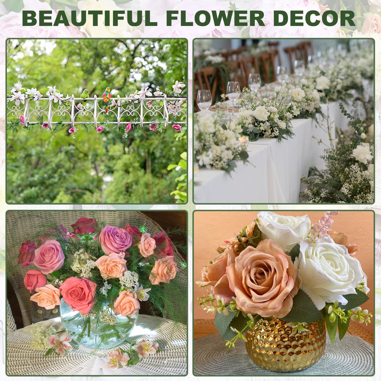PATIKIL 20 Gauge 14" Floral Stem Wire, 100 Pcs Paper Wrapped Iron Artificial Flower Stem Accessories for DIY Bouquet Stem and Craft Decoration, White