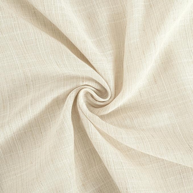 BGment Beige Linen Curtains 80 Inches Long for Living Room - Semi Sheer Rod Pocket Light Filtering Window Drapes for Bedroom Dining Room Decor Lightweight Rustic, 2 Panels, 52 Inch Wide Each Panel
