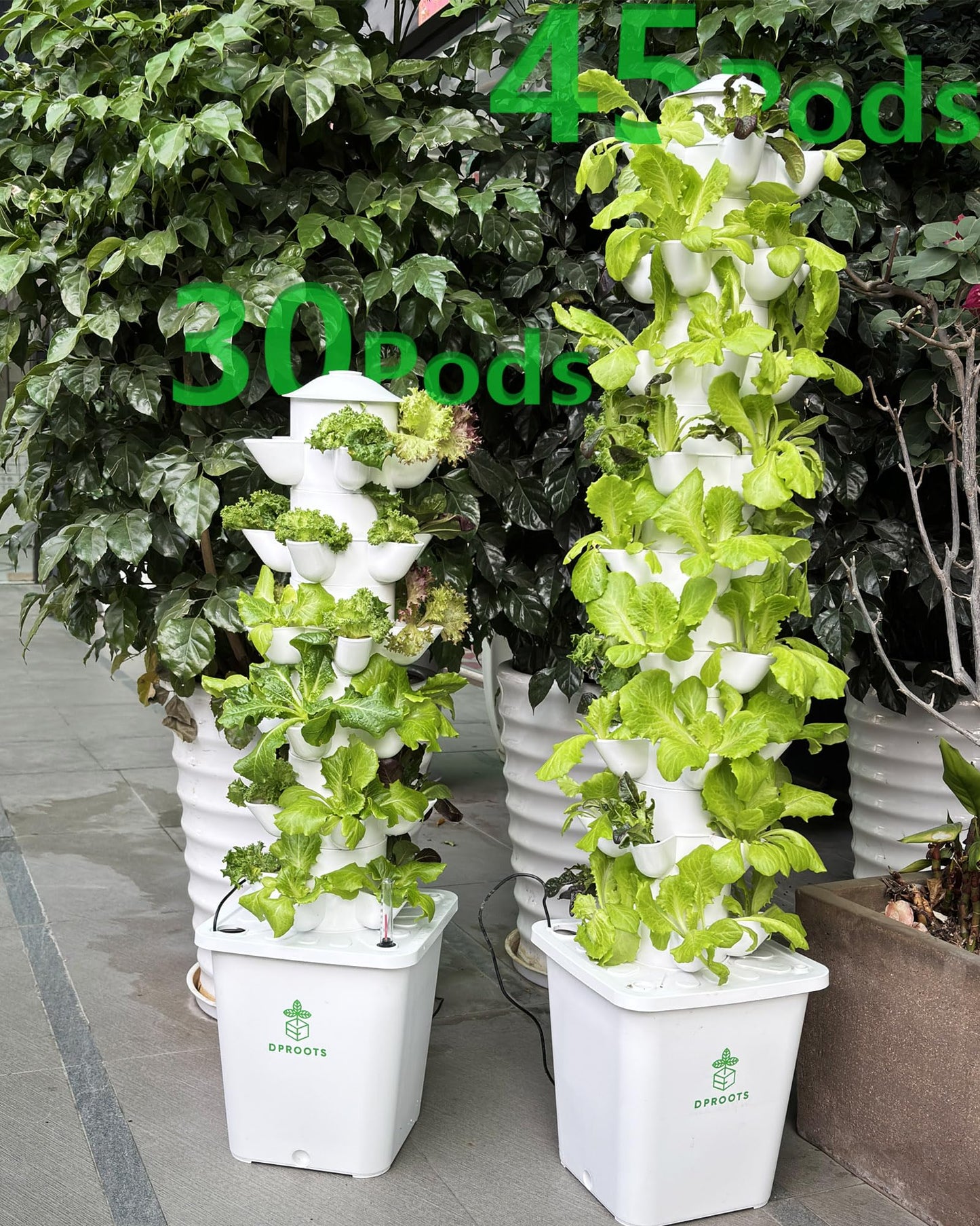 DPROOTS Hydroponic Tower Growing System,45 Pods Vertical Garden,Suitable for Indoor and Greenhouse, Grow Herbs and Vegetables,Houseplant Farming with Water Circulation and Automatic Timer