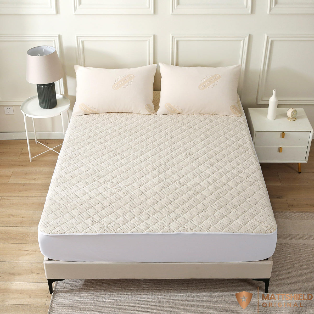 Luxury Quilted Organic Cotton Mattress Protector Calif King Size